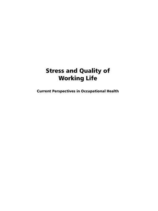 Title details for Stress and Quality of Working Life by Ana Maria Rossi - Available